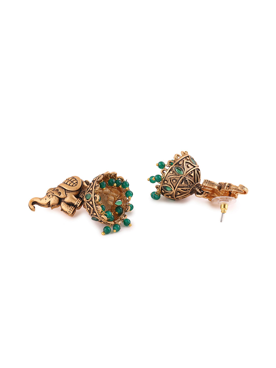 Priyaasi Elephant Green Jhumkas