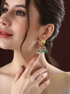 Priyaasi Elephant Green Jhumkas