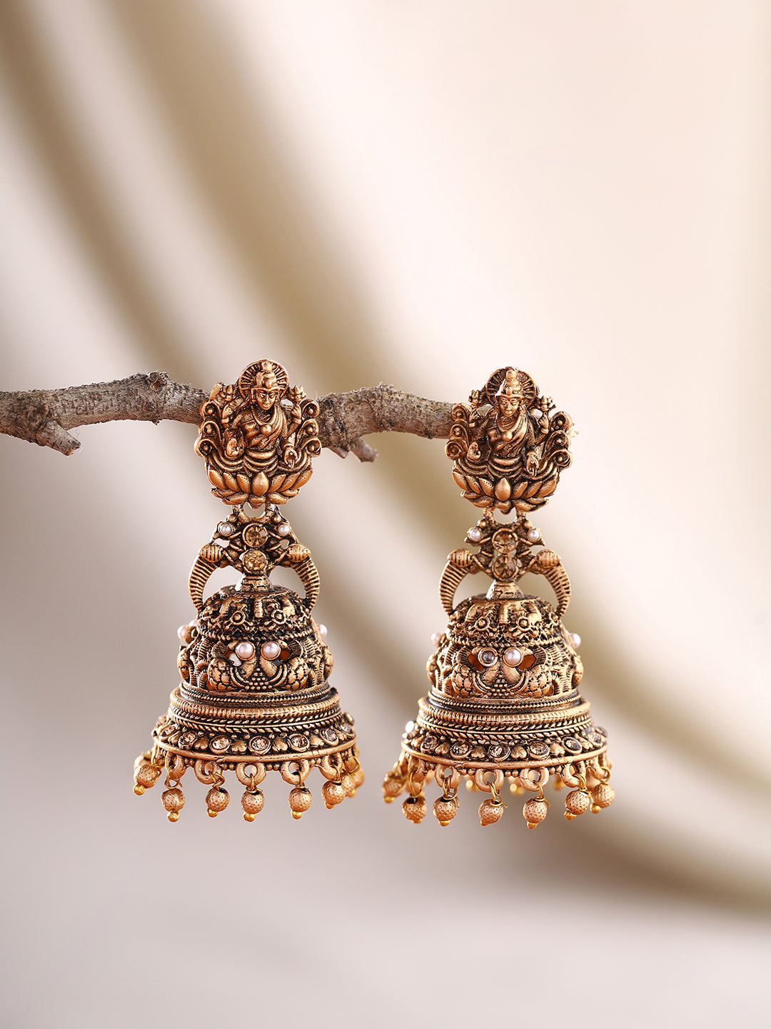 Priyaasi Plain Gold Plated Temple Earrings