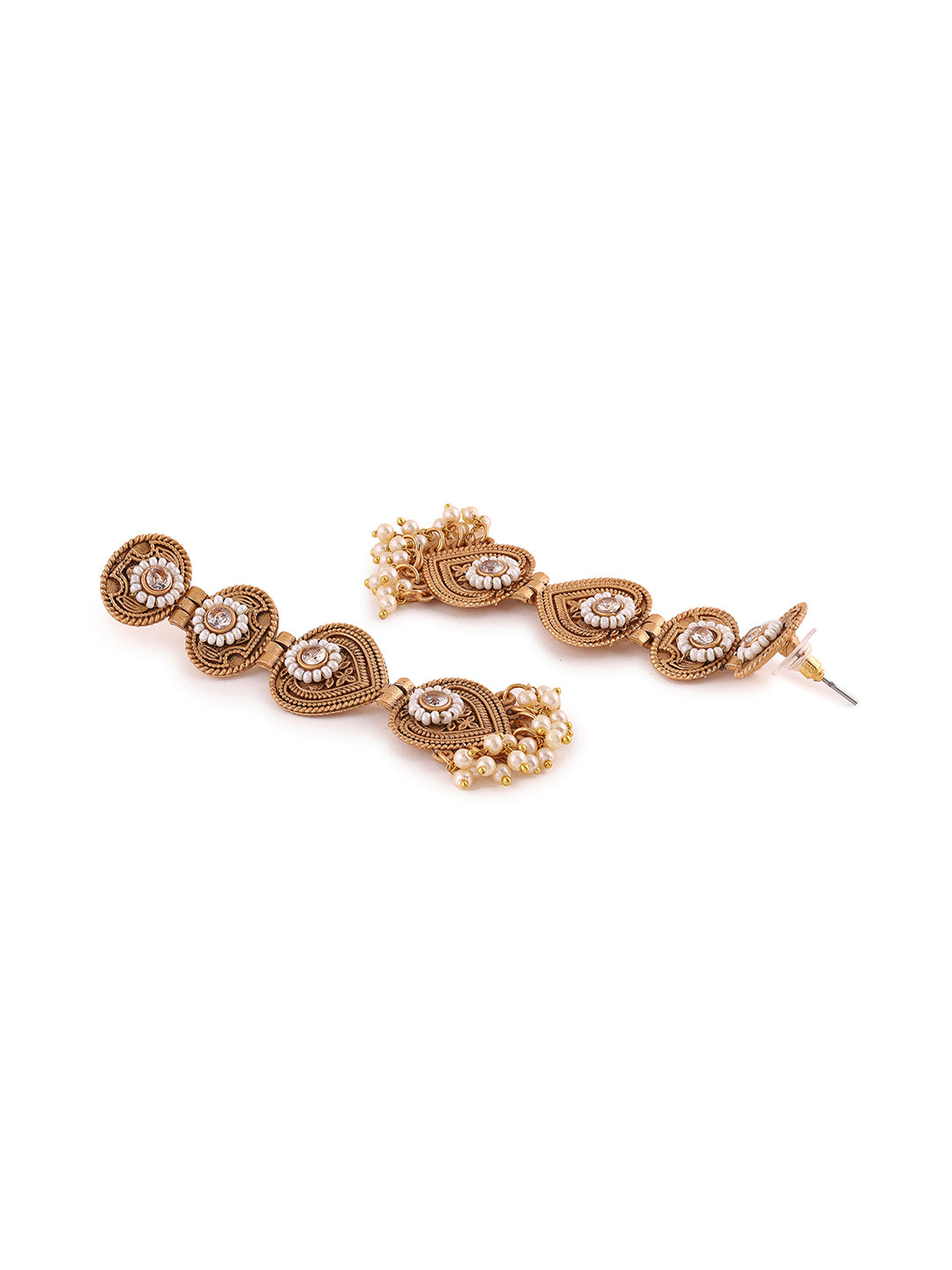 Priyaasi Leaf Shape Temple Earrings
