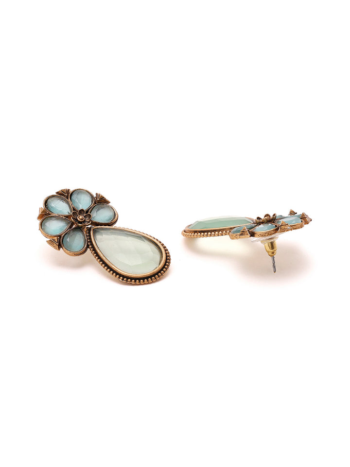 Priyaasi Floral Blue Drop Earrings