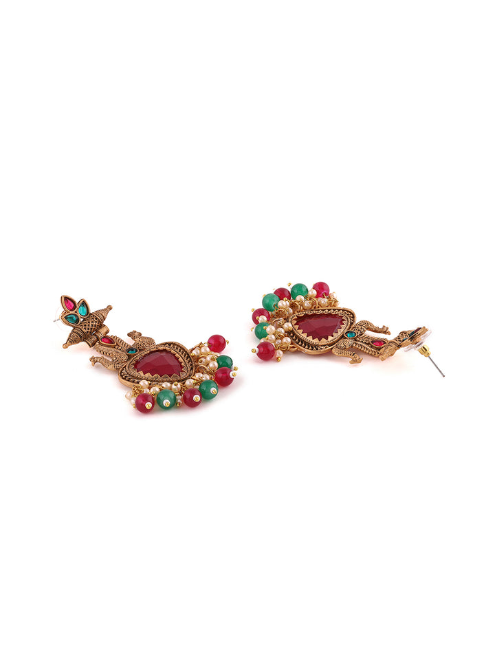 Priyaasi Temple Style Peacock Beaded Earrings