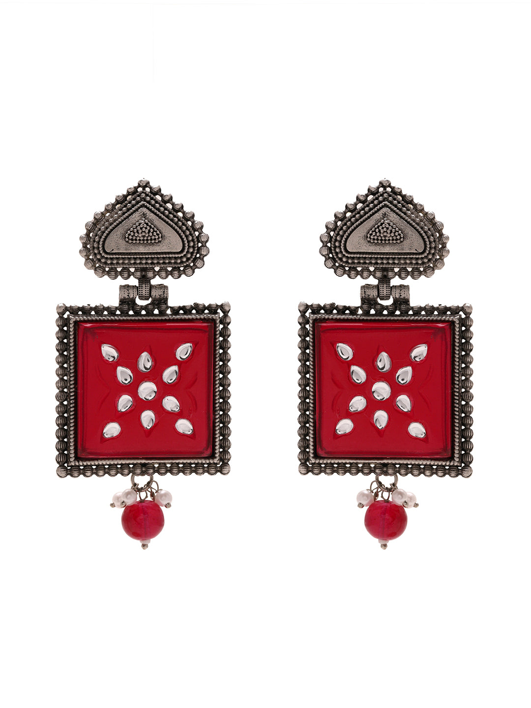 Priyaasi Oxidized Beauty in Square-Style Drop Earrings