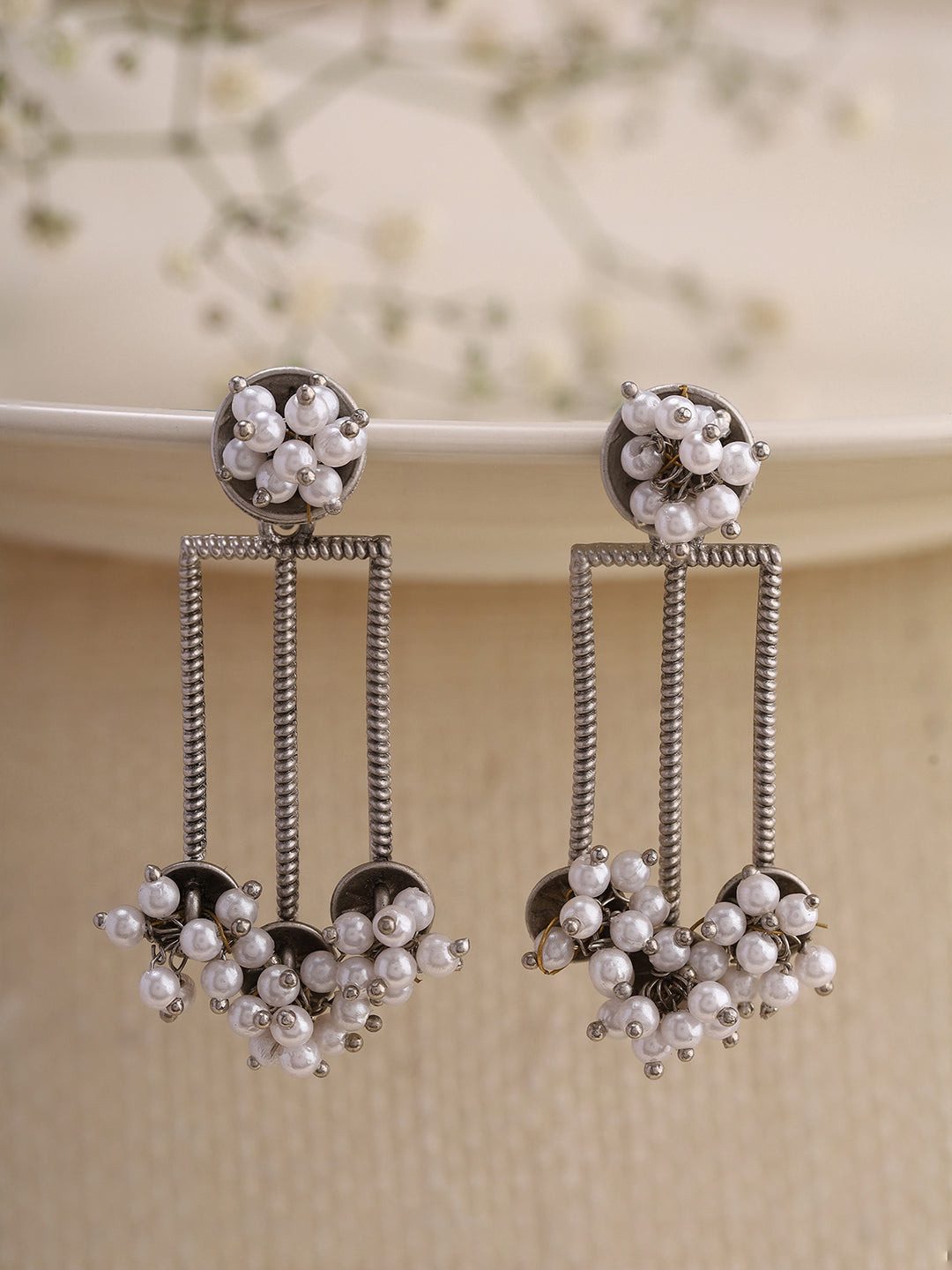 Priyaasi Silver Plated Pearl Earrings