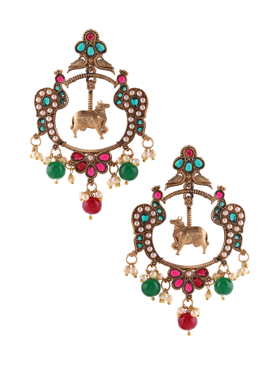 Priyaasi Nandi Peacock Gold Plated Chandbali Earrings