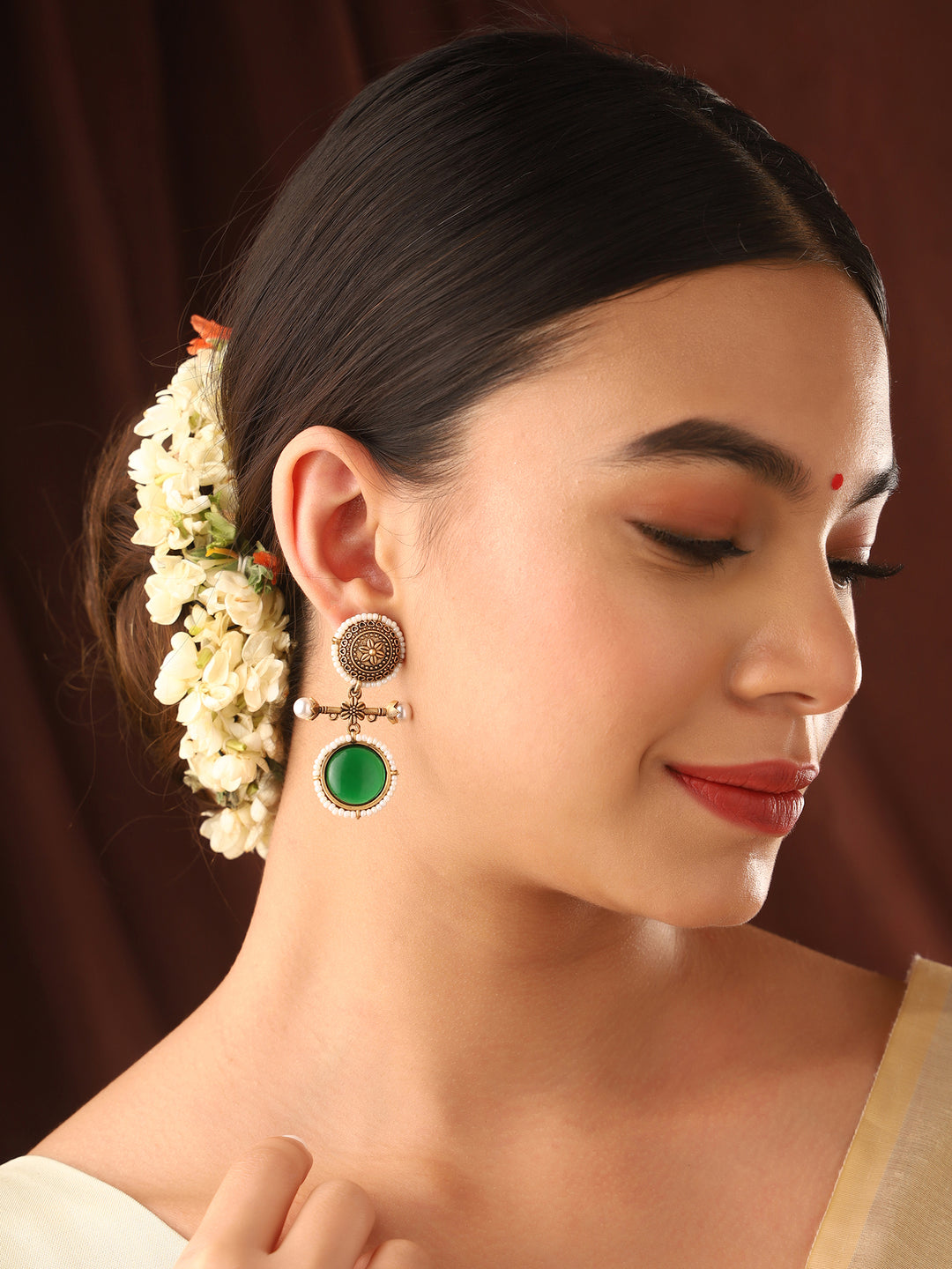 Priyaasi Kemp and Green Stone Drop Earrings