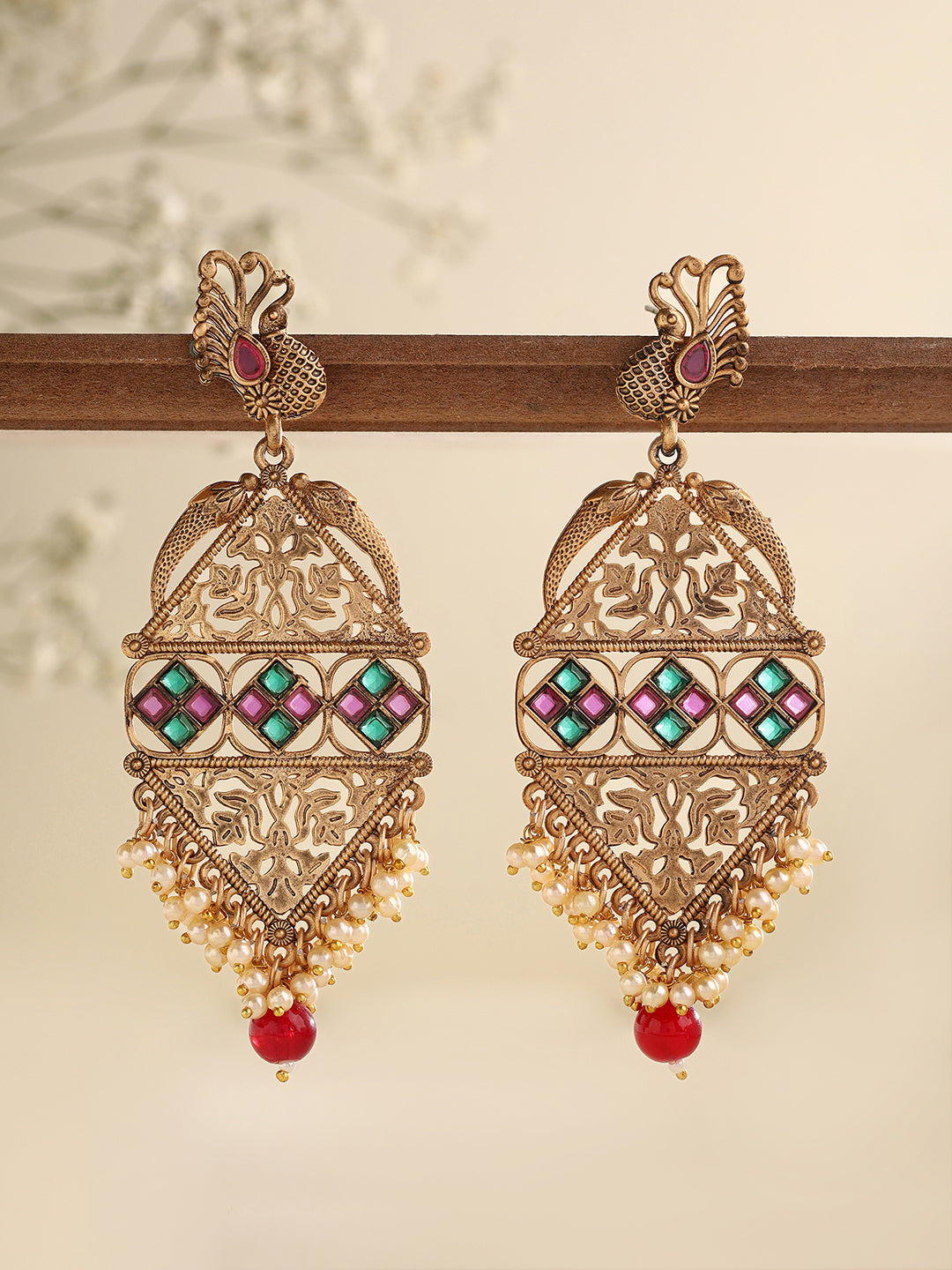 Priyaasi Gold Plated Peacock Earrings