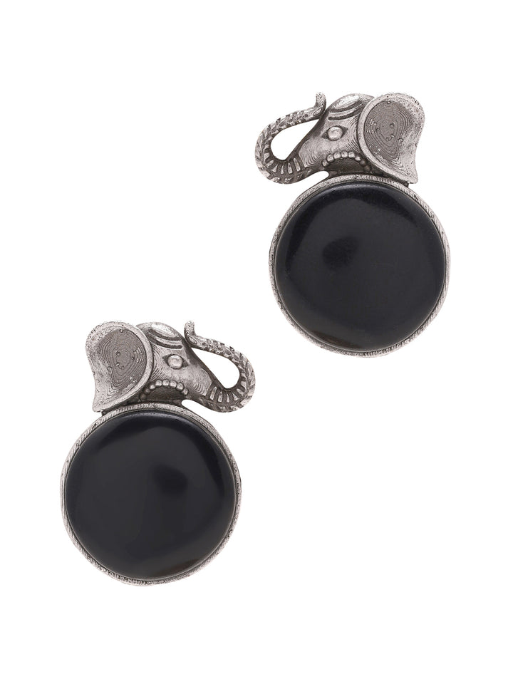 Priyaasi Black and Elephant shape Studs Earrings