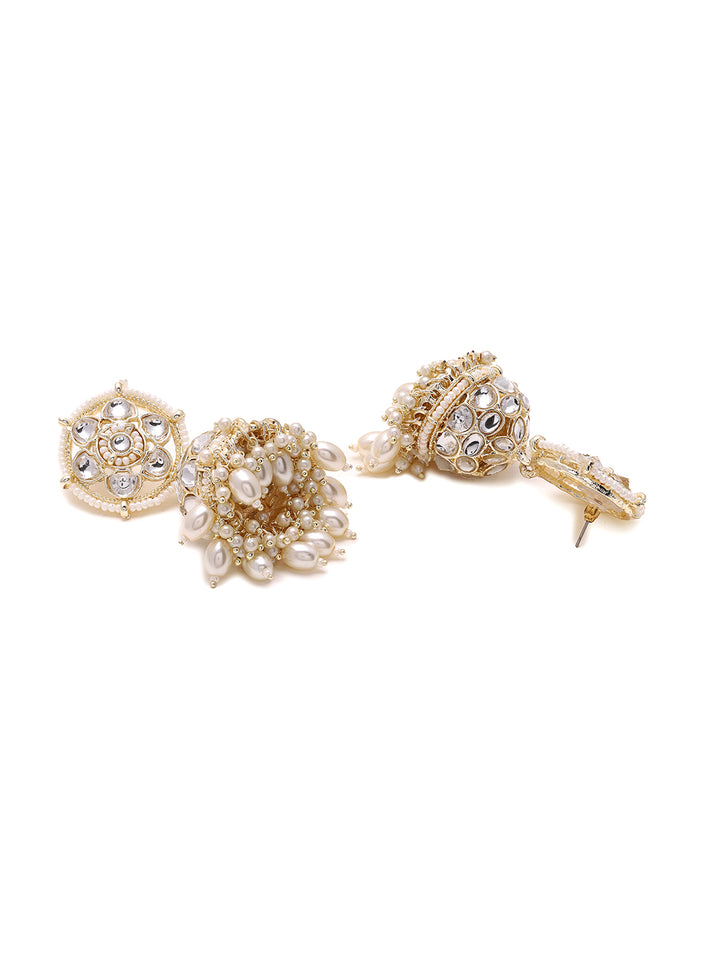 Priyaasi Exquisite Fusion Kundan and Pearl Jhumkas