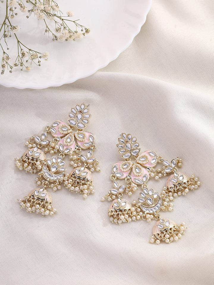 Priyaasi Pale Pink Kundan Jhumkas