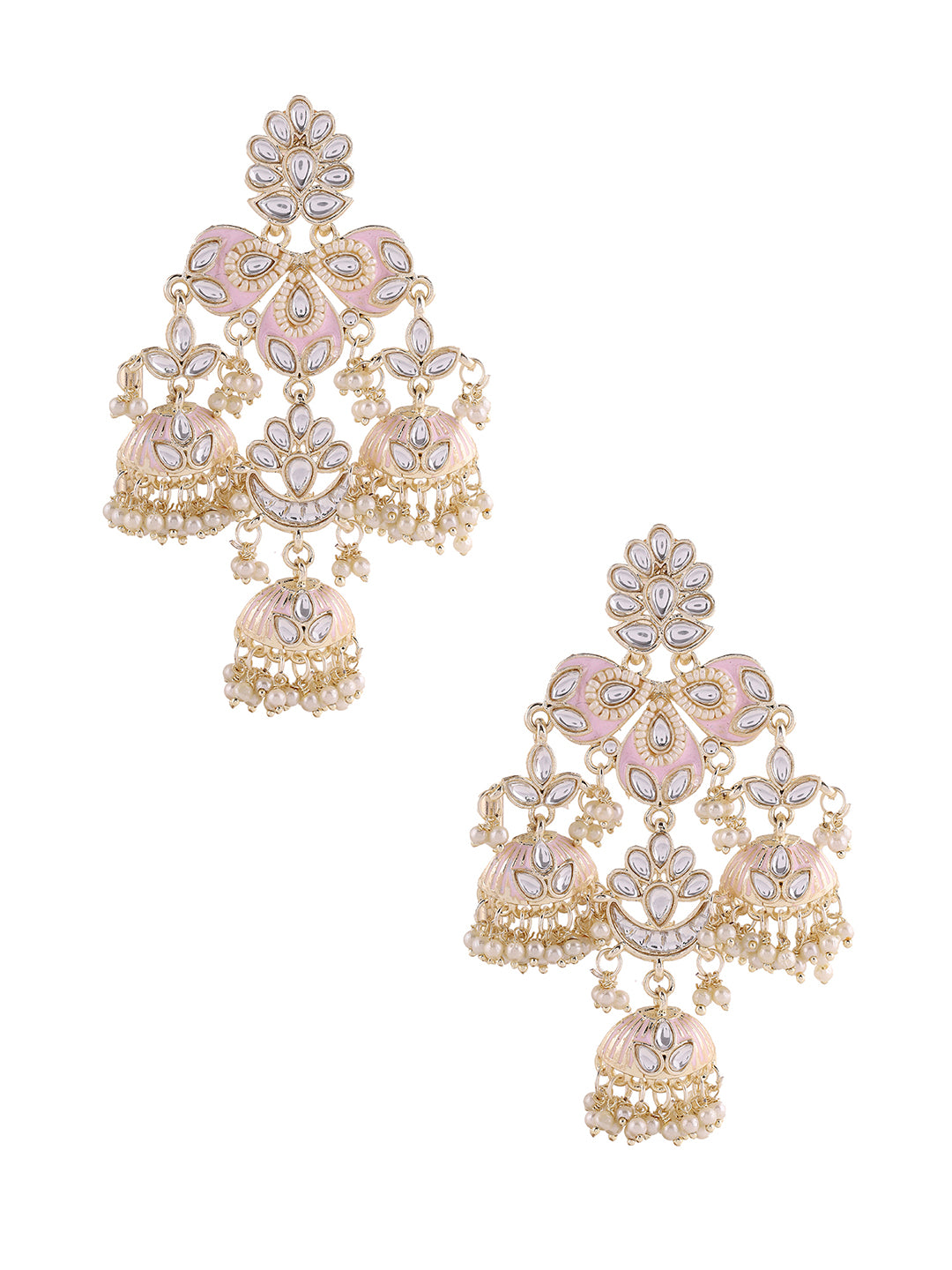 Priyaasi Pale Pink Kundan Jhumkas