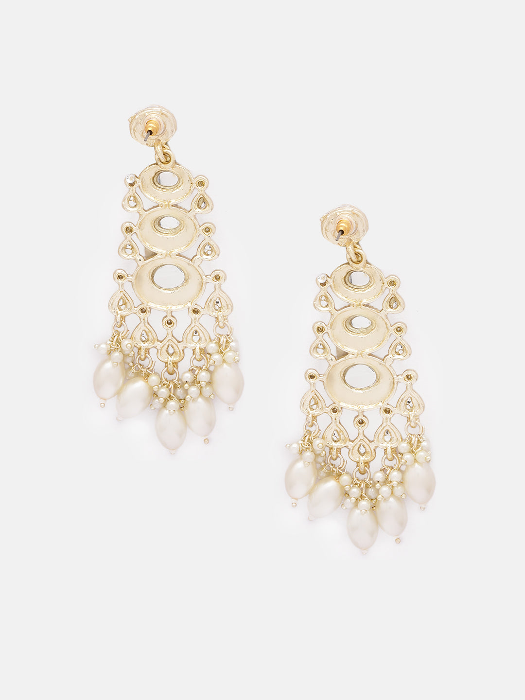 Priyaasi Ivory Pearl Kundan Gold Plated Elegant Design Drop Earrings