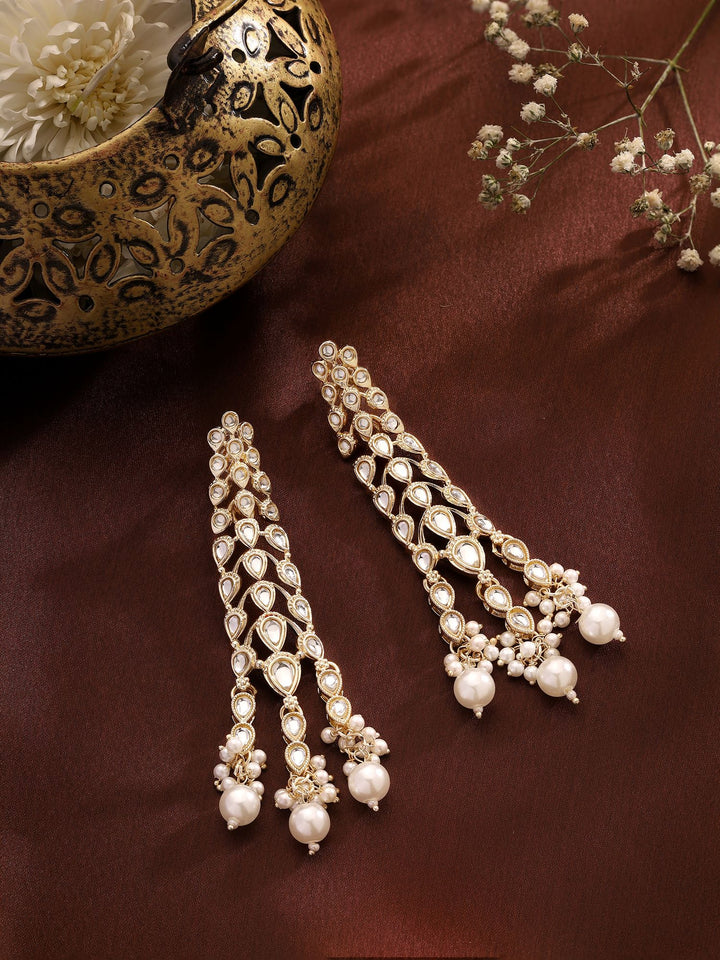 Priyaasi Kundan and Pearls Danglers Earrings