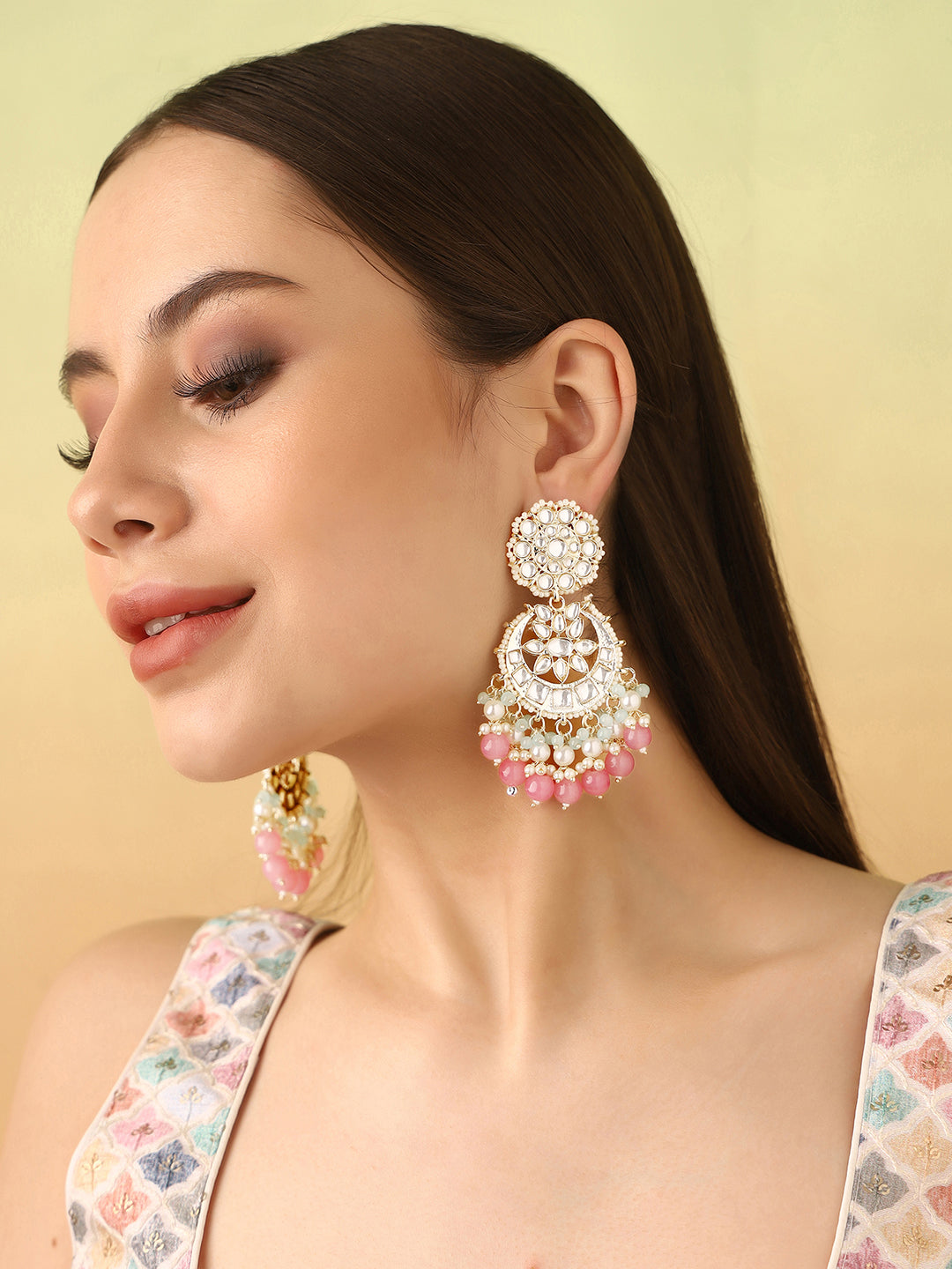 Priyaasi Floral and Kundan Style Earrings