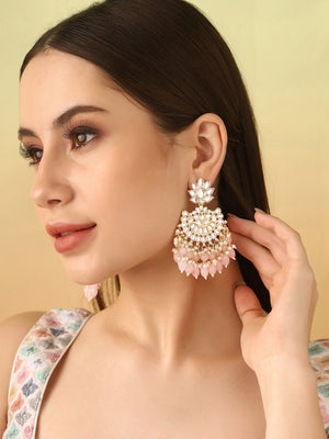 Priyaasi Pale Pink Sequence Floral Earrings