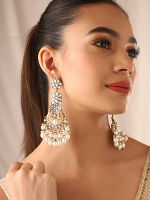 Priyaasi Pearl Kundan Gold Plated Earrings