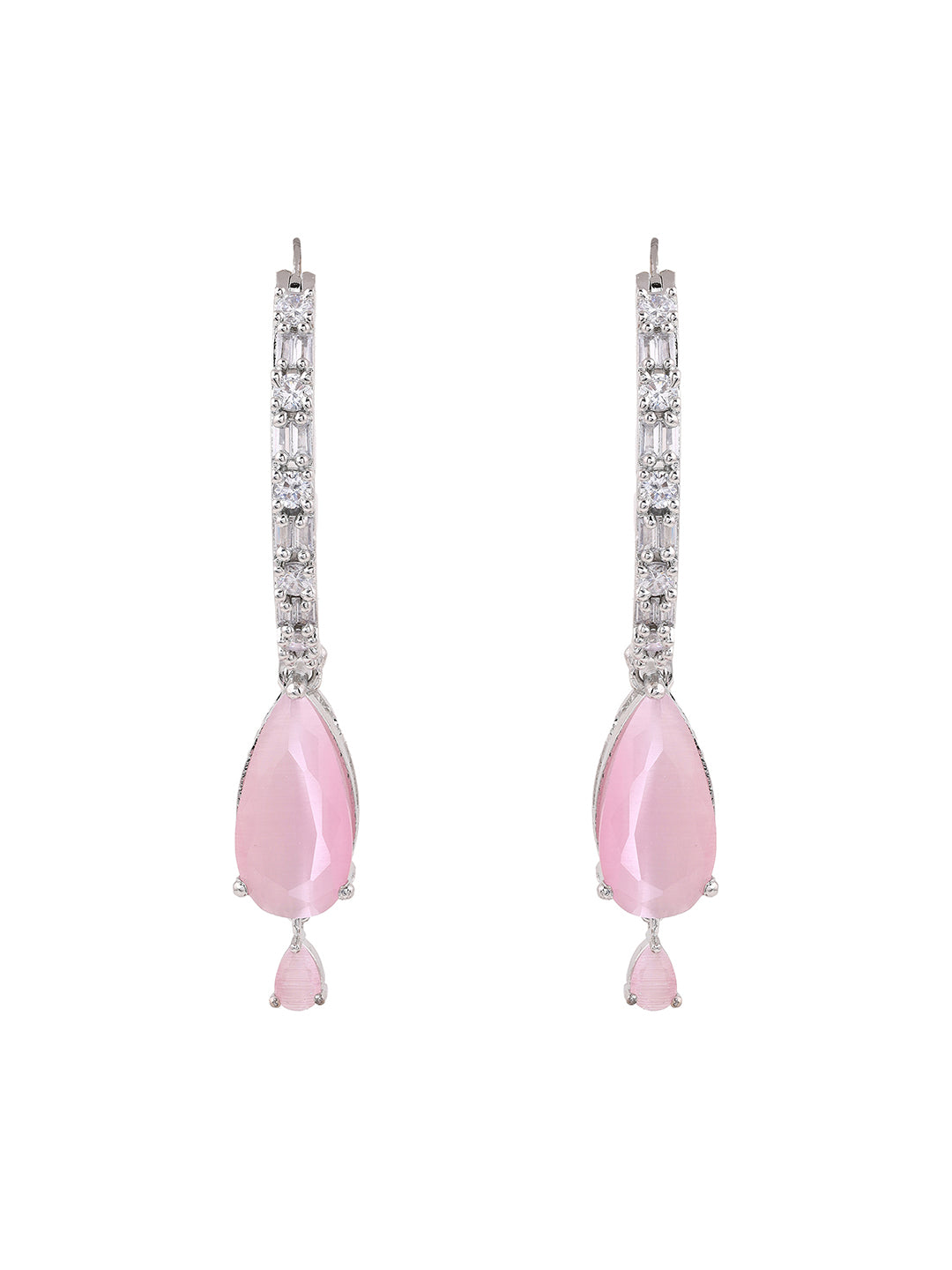 Priyaasi AD Baby Pink Drop Earrings