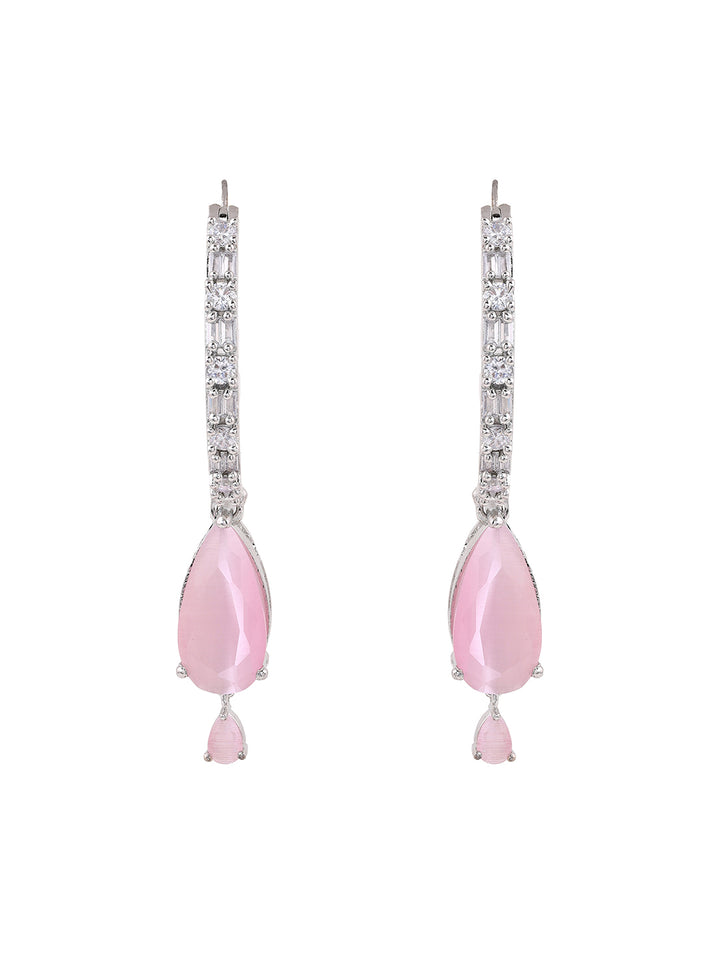 Priyaasi AD Baby Pink Drop Earrings