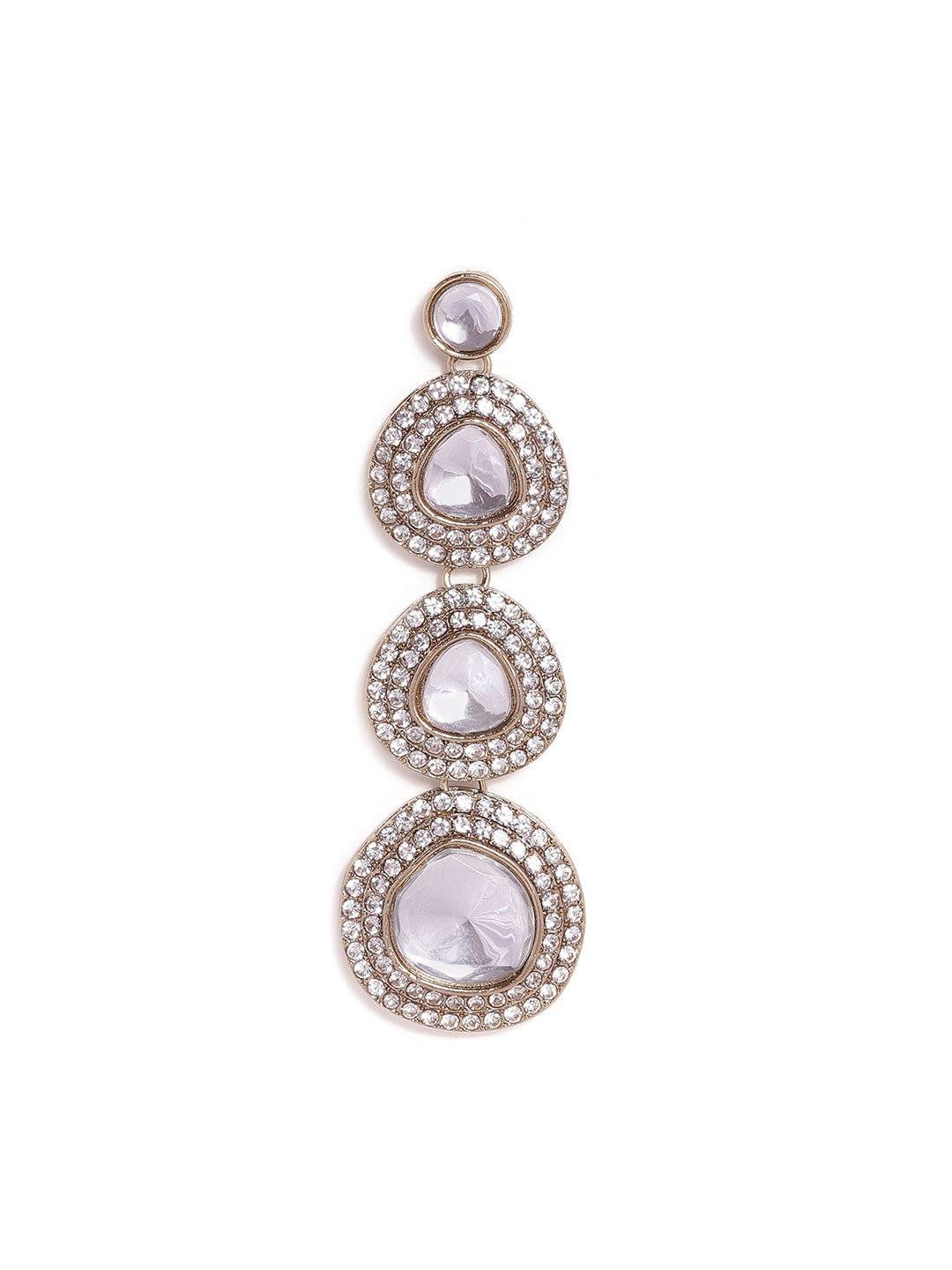 Priyaasi White stones Gold Plated Kundan Drop Style simple Earrings
