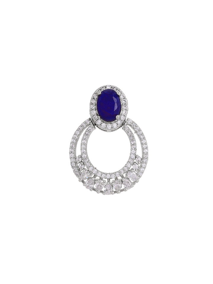 Priyaasi Royalist Blue Stoned American Diamond Mini Stud Earrings