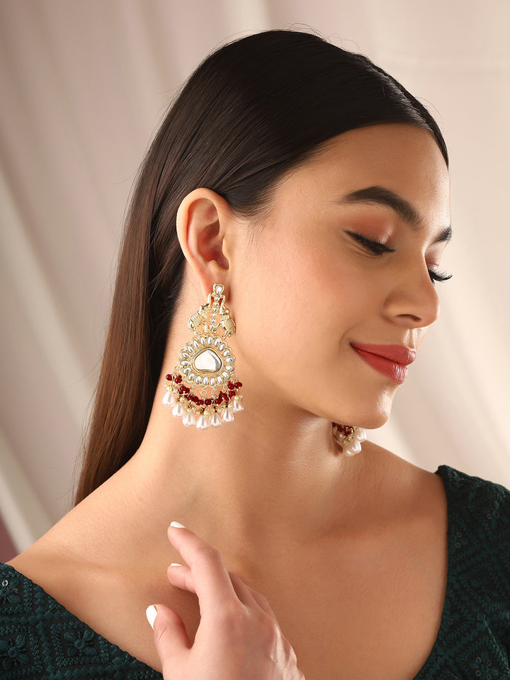 Priyaasi Elephant Marron Kundan Earrings