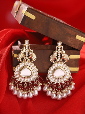 Priyaasi Elephant Marron Kundan Earrings