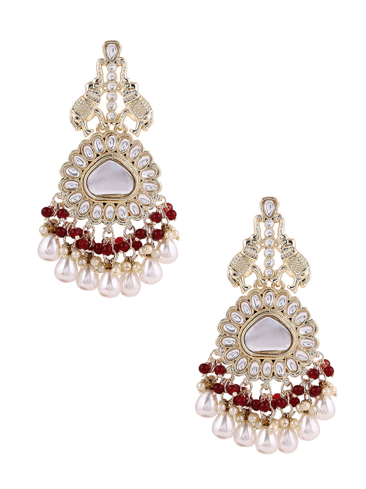 Priyaasi Elephant Marron Kundan Earrings