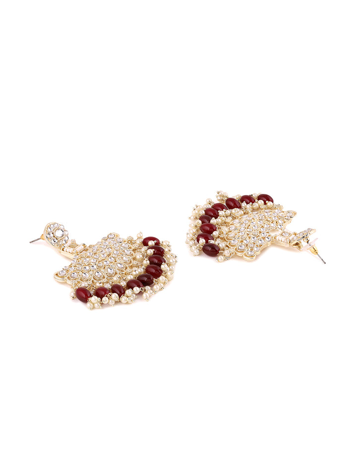 Priyaasi Marron Beads Kundan Chandabli Earrings