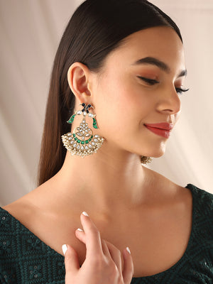 Priyaasi Peacock Kundan and Pearls Drop Earrrings