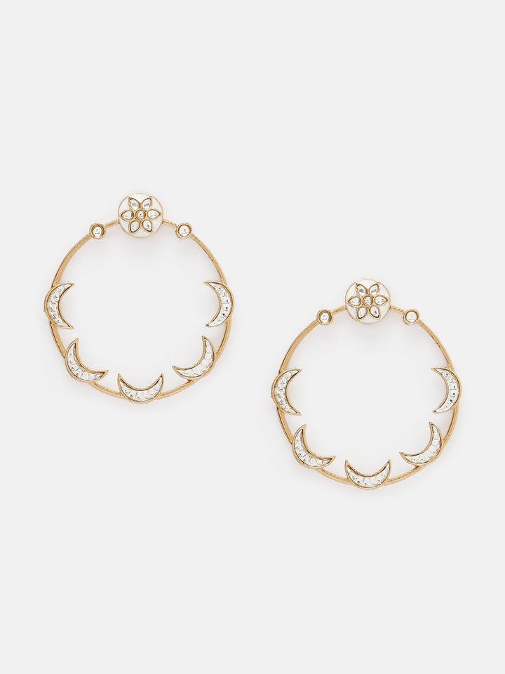 Priyaasi Floral Chand Design Gold Plated Drop Elegance Earrings