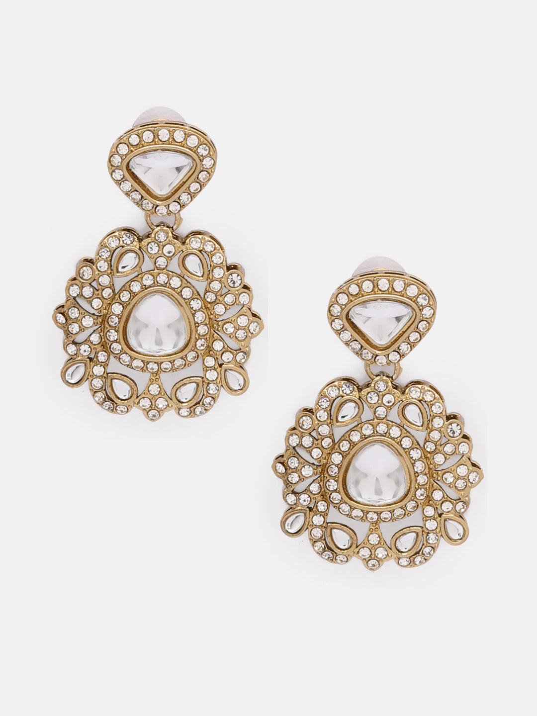 Priyaasi Kundan Gold Plated Floral Design Drop Style Elegant Earrings