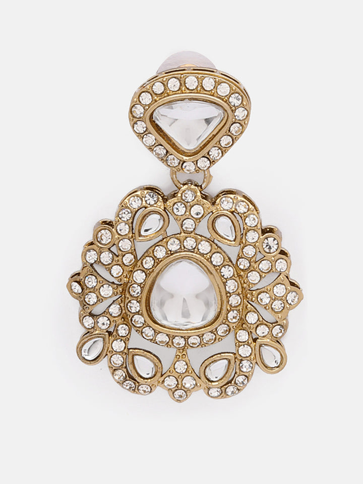 Priyaasi Kundan Gold Plated Floral Design Drop Style Elegant Earrings