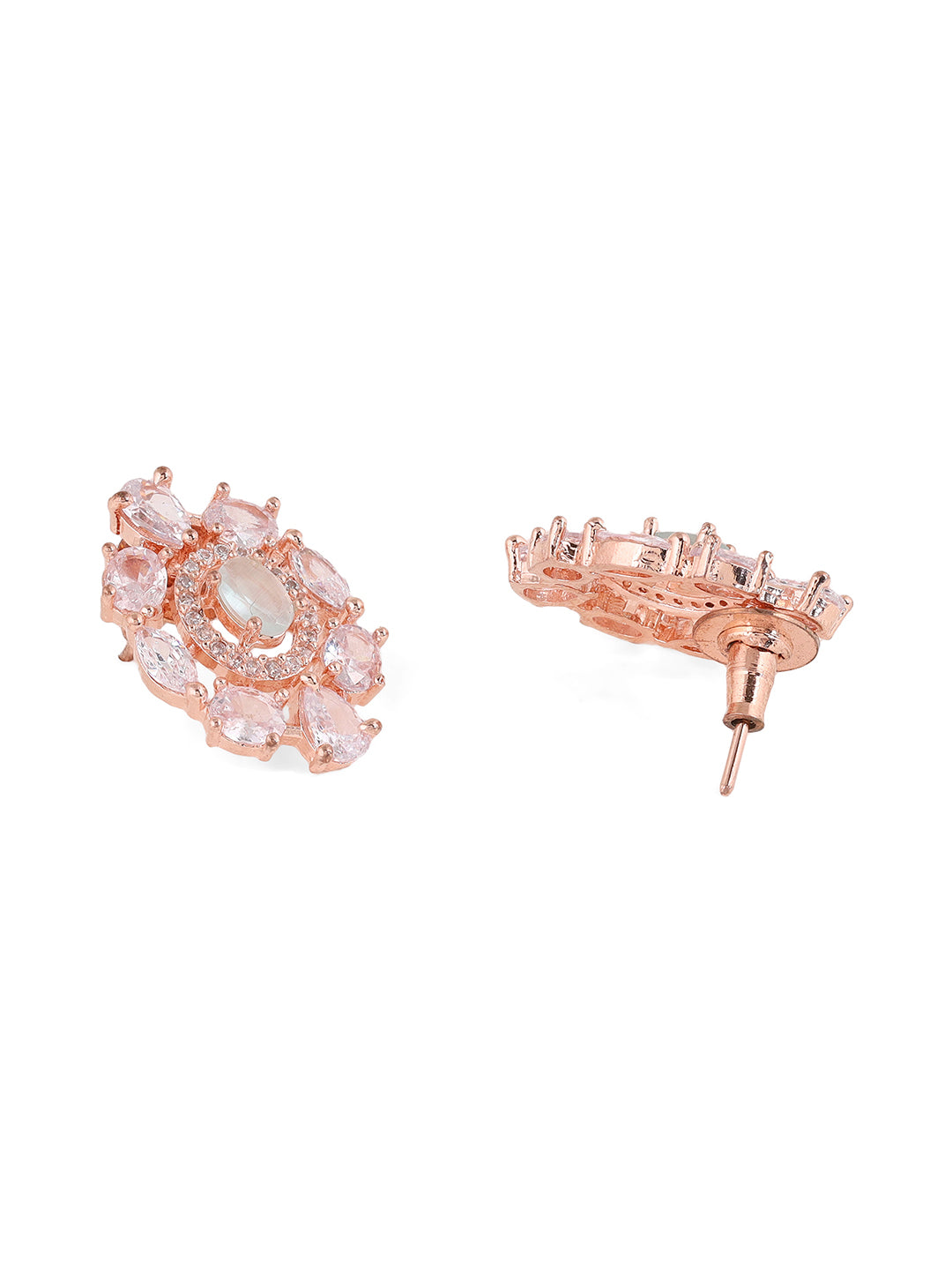 Priyaasi Elegant Rose Gold plating Floral Stud Earrings Adorned with AD Sparkles