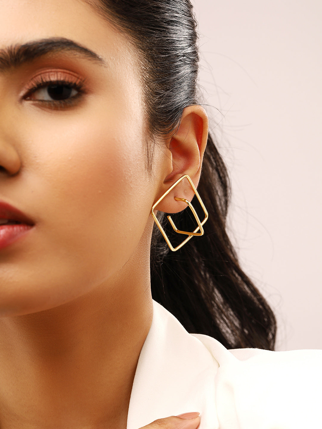 Priyaasi Gold Plated Geometric Shape Elegant Earrings