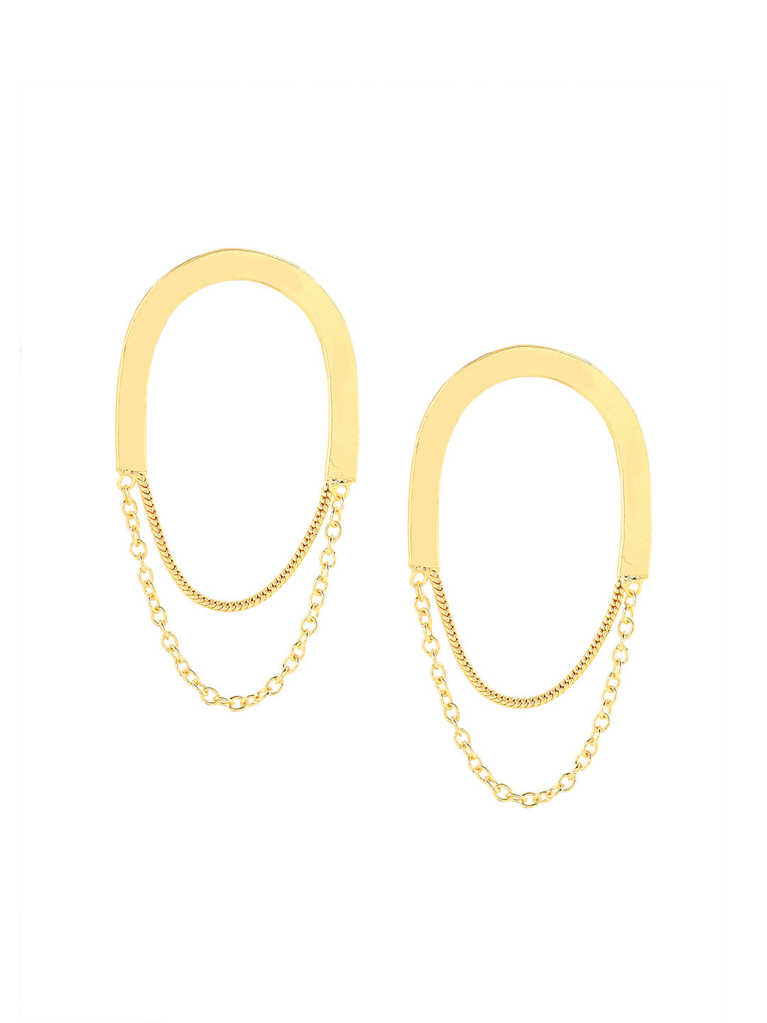 Priyaasi Simple Gold Plated Metal Chain Earrings