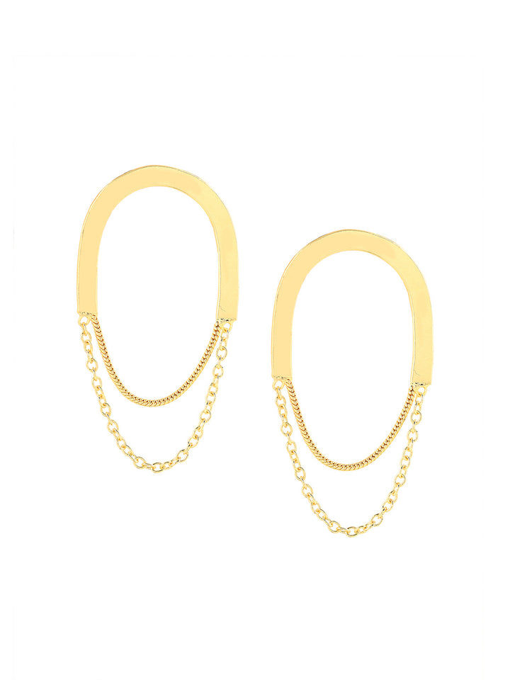 Priyaasi Simple Gold Plated Metal Chain Earrings