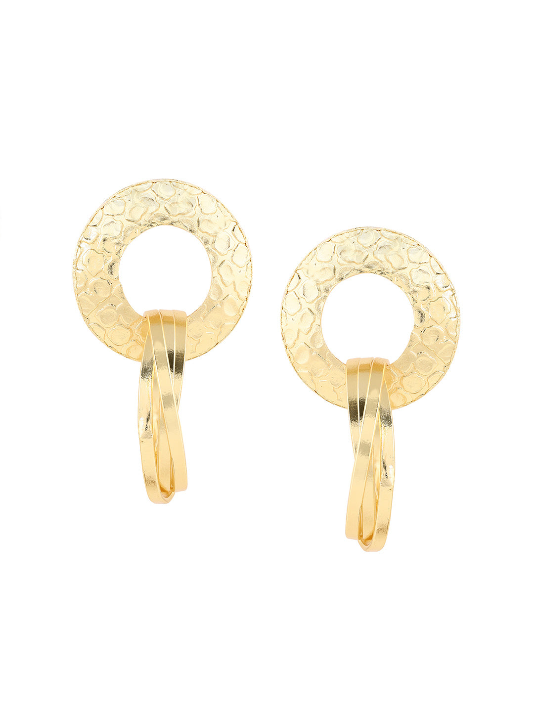 Priyaasi Hammered Style Hoop Drop Earrings