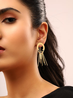 Priyaasi Unique Hoop Stud Metal Tassels Earrings