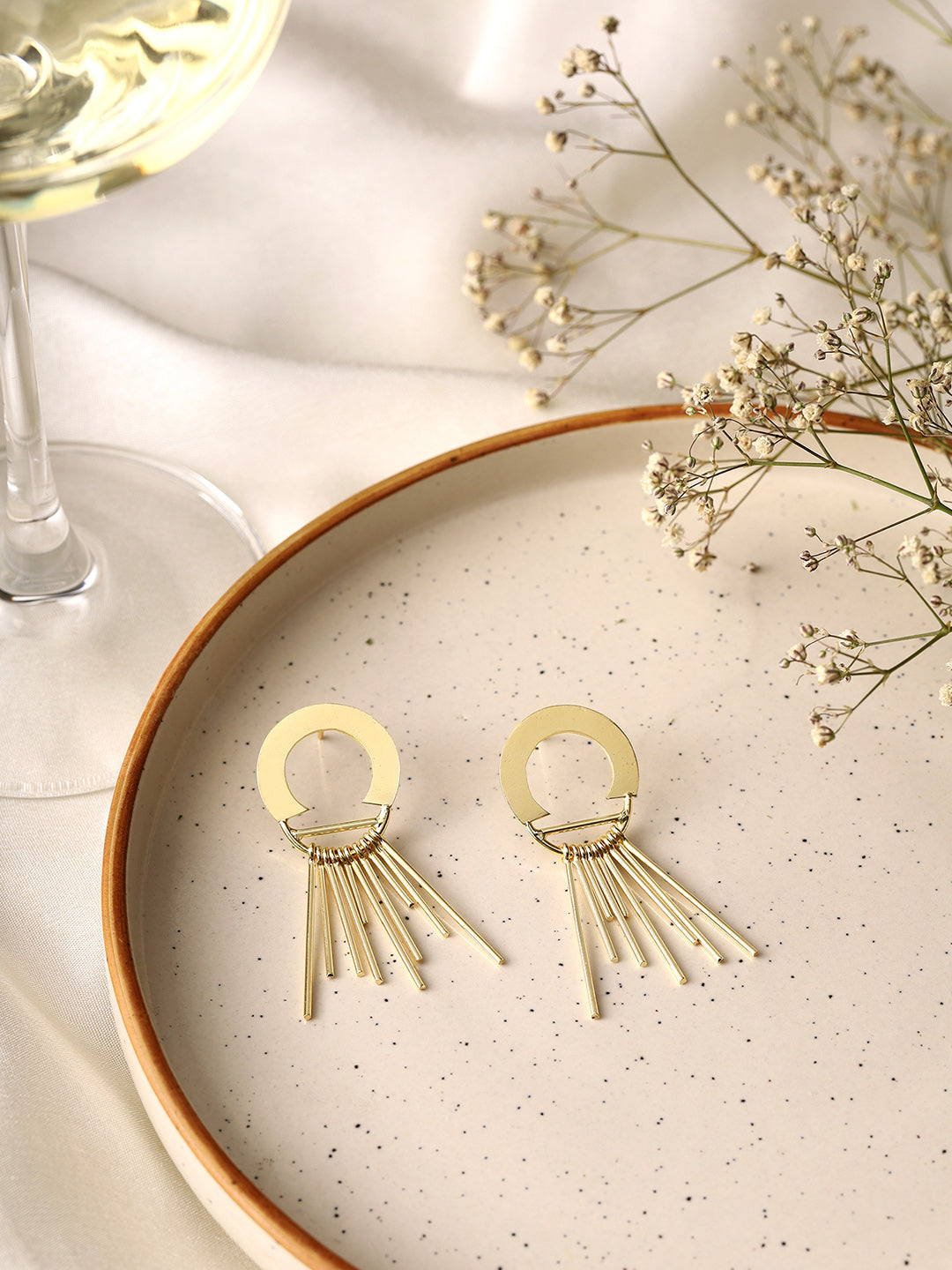 Priyaasi Unique Hoop Stud Metal Tassels Earrings