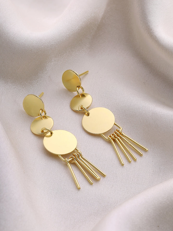 Priyaasi Gold Plated Textured Statement Tassels Earrings