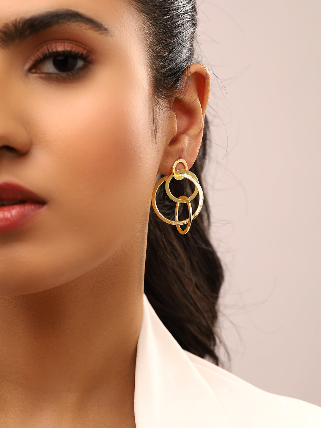 Priyaasi Gold Plated Matte Circles Earrings