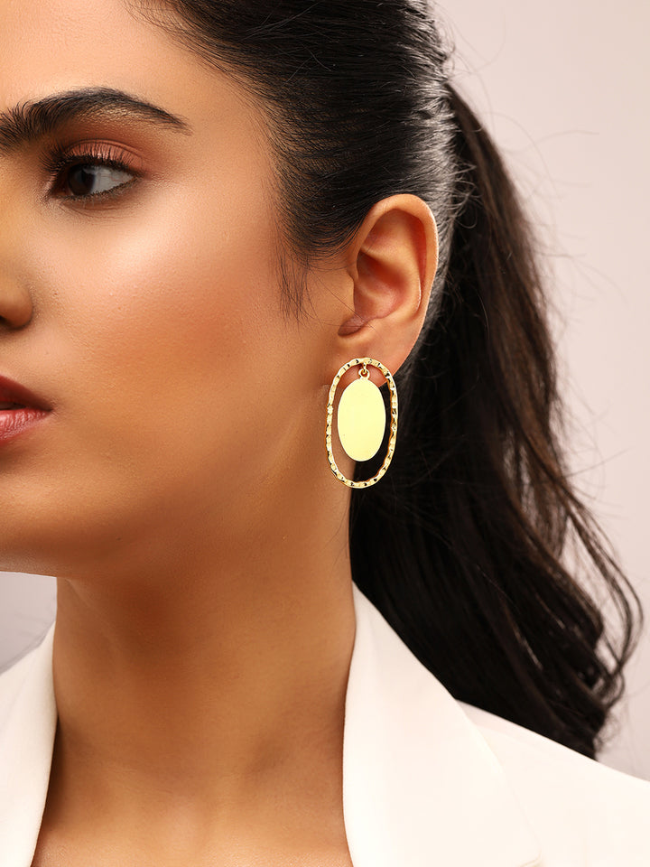 Priyaasi Matte Gold Plated Hoops Earrings