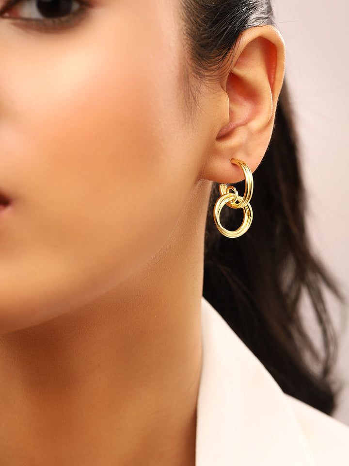 Priyaasi Gold Plated Circle Hoop Earrings