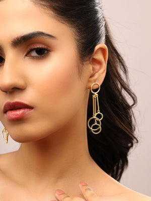 Priyaasi Gold Plated Circle Tassels Earrings