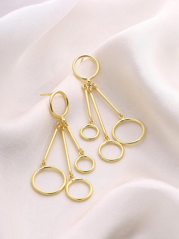 Priyaasi Gold Plated Circle Tassels Earrings