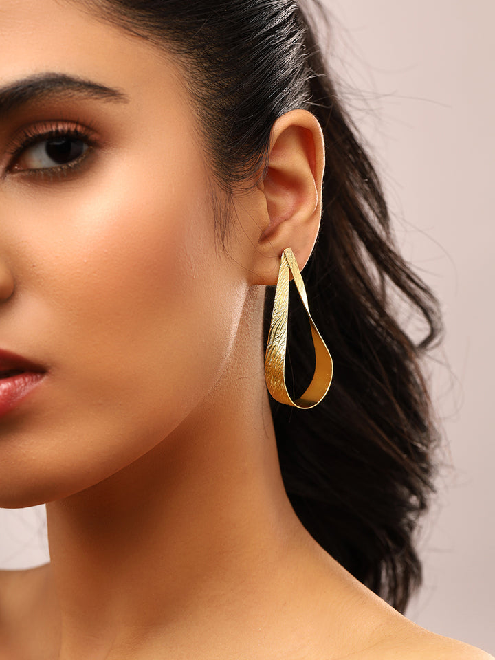 Priyaasi Matte Plain Drop Shape Hoop Earrings