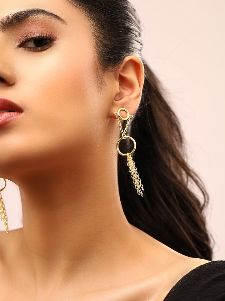 Priyaasi Gold Plated Circle Chain Style Earrings