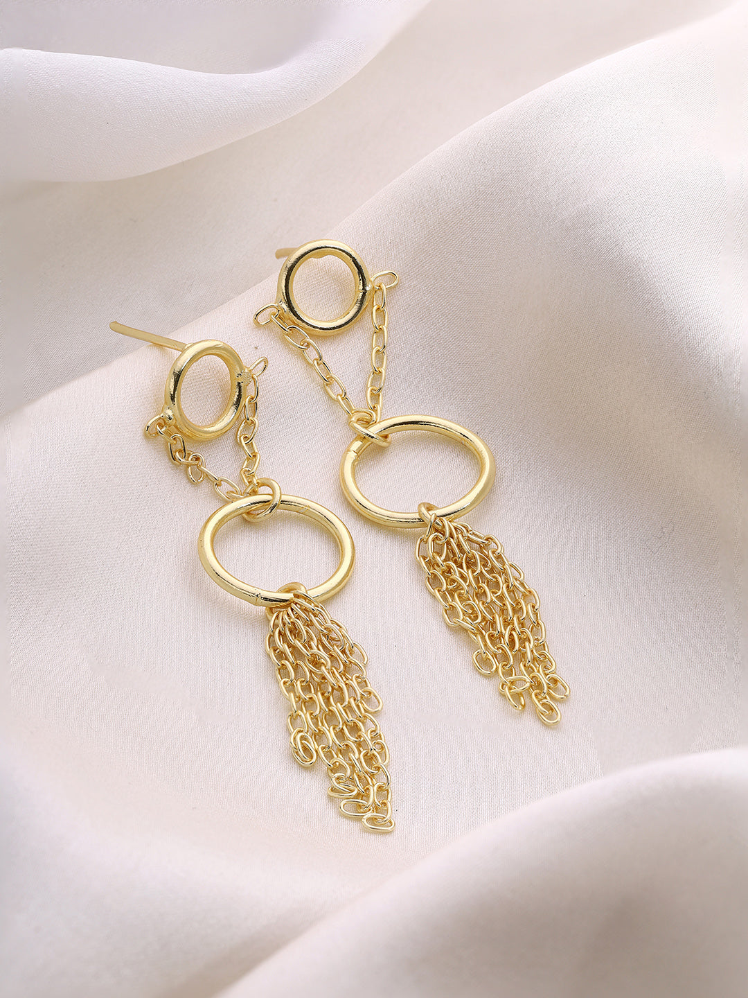 Priyaasi Gold Plated Circle Chain Style Earrings