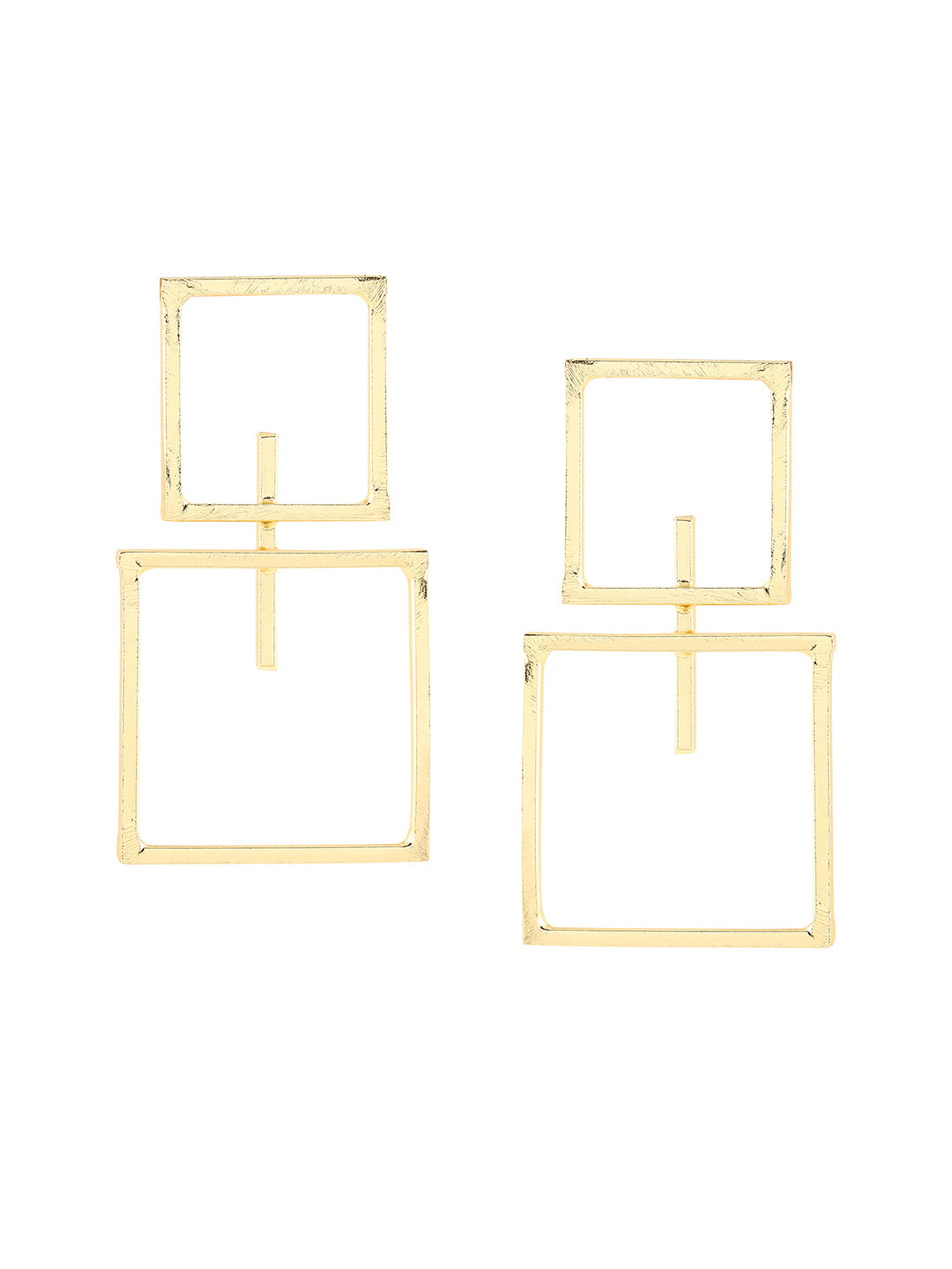 Priyaasi Square Shape Gold Plated Drop Earrings