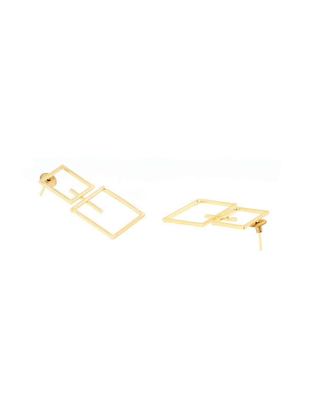 Priyaasi Square Shape Gold Plated Drop Earrings